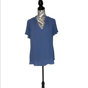 White House Black Market blue short sleeve blouse